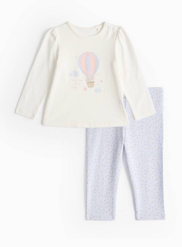 Cream Balloon Print Top & Blue Leggings Set 12-18 months